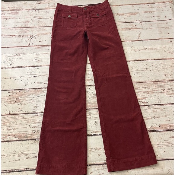 Stella McCartney Denim - Stella McCartney Burgundy Corduroy Flare Pants Made‎ In Italy Size 28 Inseam 35"